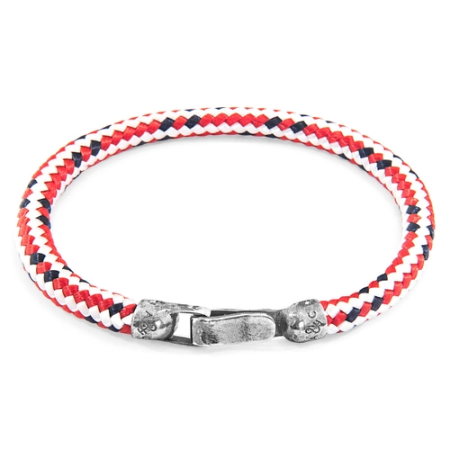 ANCHOR & CREW RED DASH PAIGNTON SILVER AND ROPE BRACELET,2949014