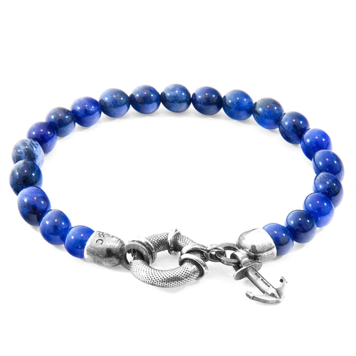 ANCHOR & CREW BLUE SODALITE PORT SILVER AND STONE BRACELET