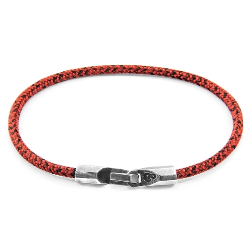 ANCHOR & CREW RED NOIR TALBOT SILVER AND ROPE BRACELET,2949148