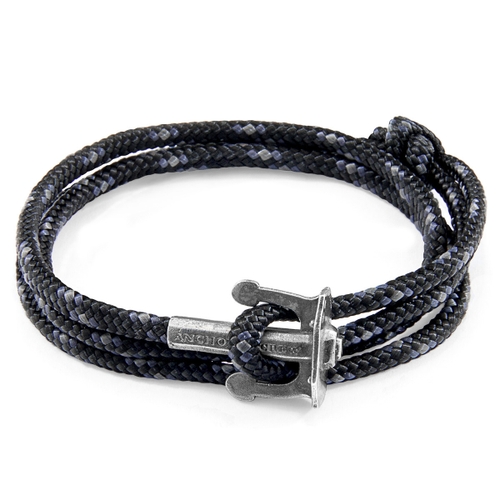 ANCHOR & CREW BLACK UNION ANCHOR SILVER AND ROPE BRACELET,2949361