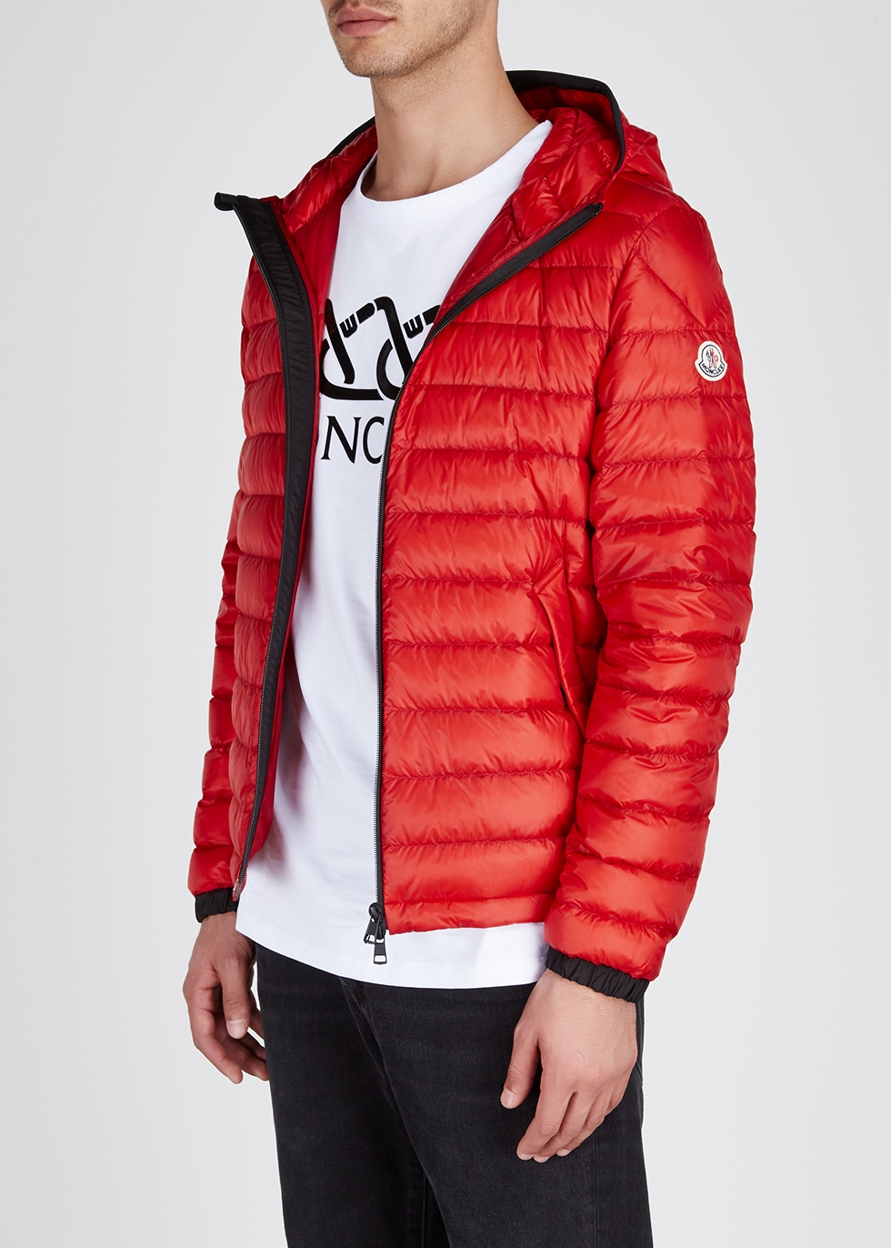 Moncler Morvan red quilted shell jacket 