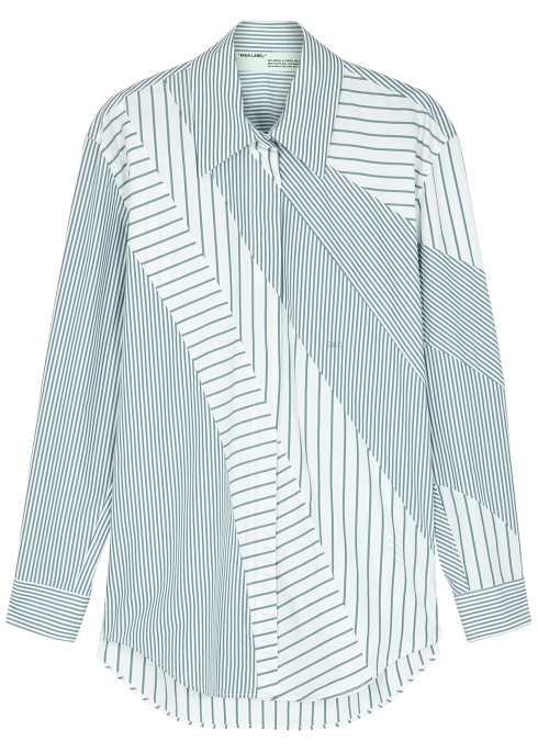 Striped cotton-blend shirt - Off-White