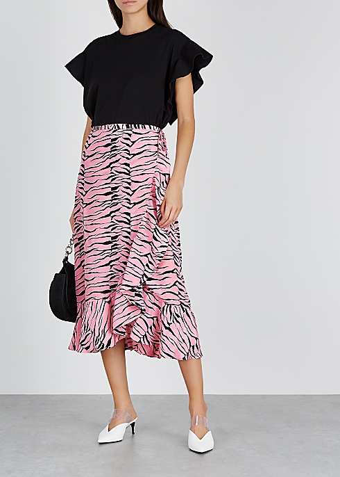 Gracie tiger-print silk wrap skirt - RIXO