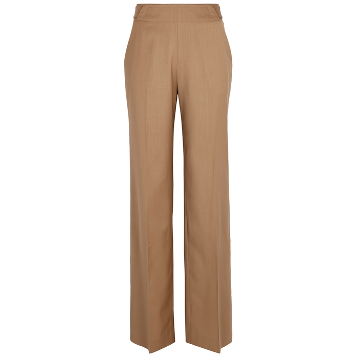 EQUIPMENT CYRILL CAMEL WIDE-LEG WOOL TROUSERS
