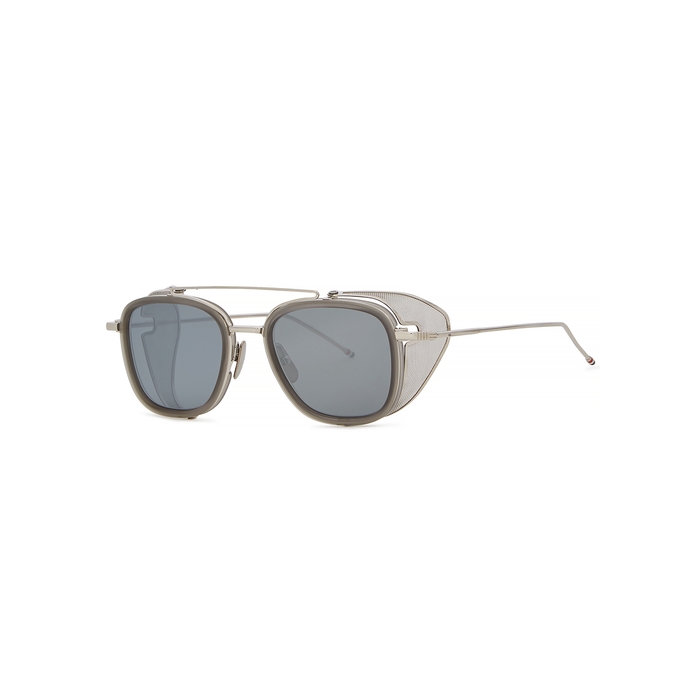 Thom Browne Silver-tone Aviator Style Sunglasses