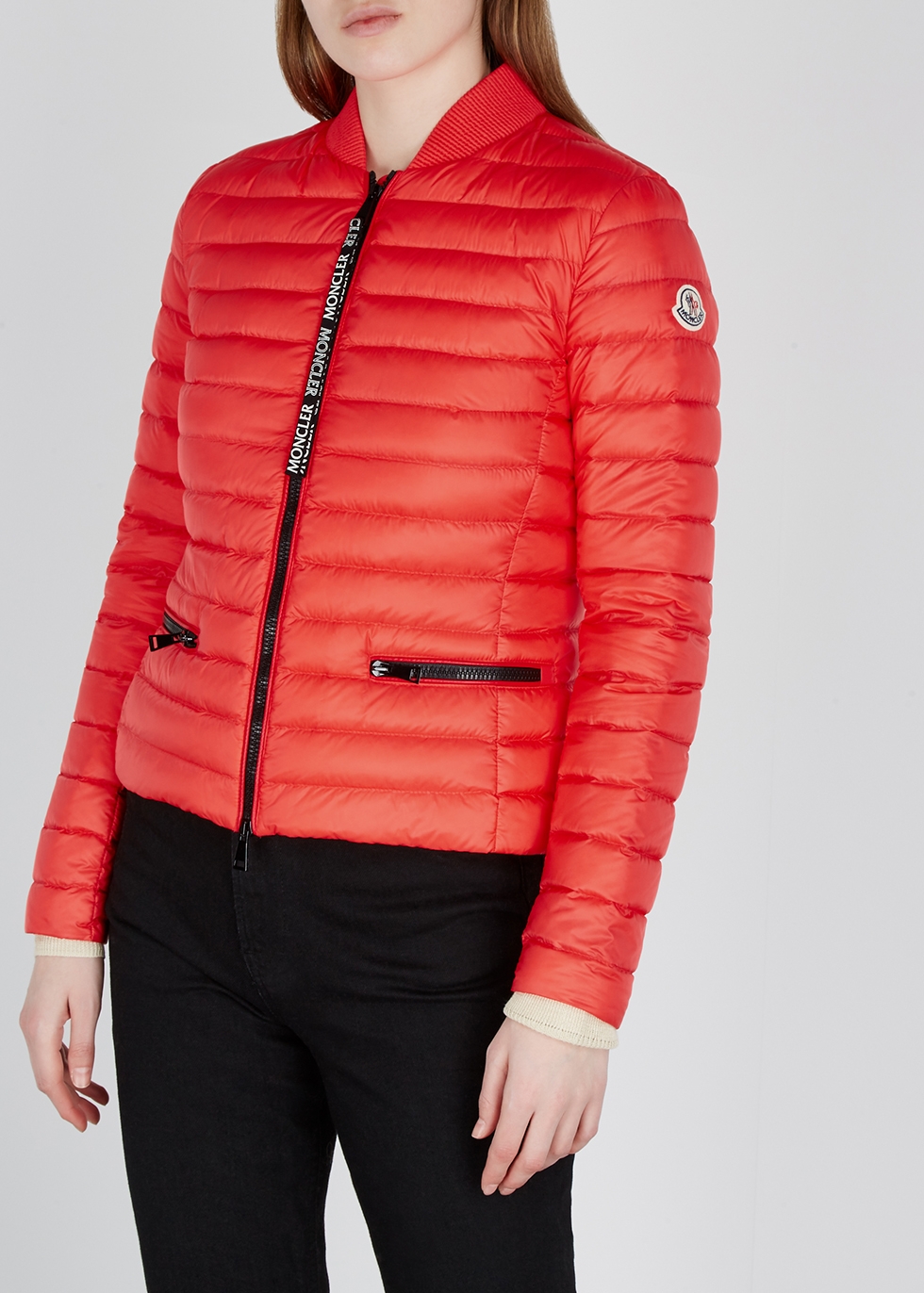 Moncler Blenca red quilted shell jacket 