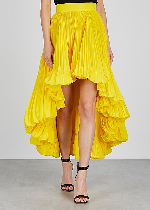 Yellow pleated faille midi skirt - Alexandre Vauthier