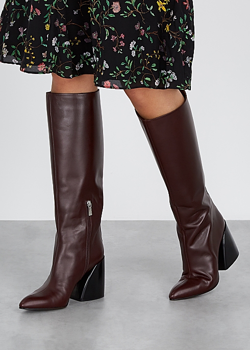 70 burgundy leather knee boots - Chloé