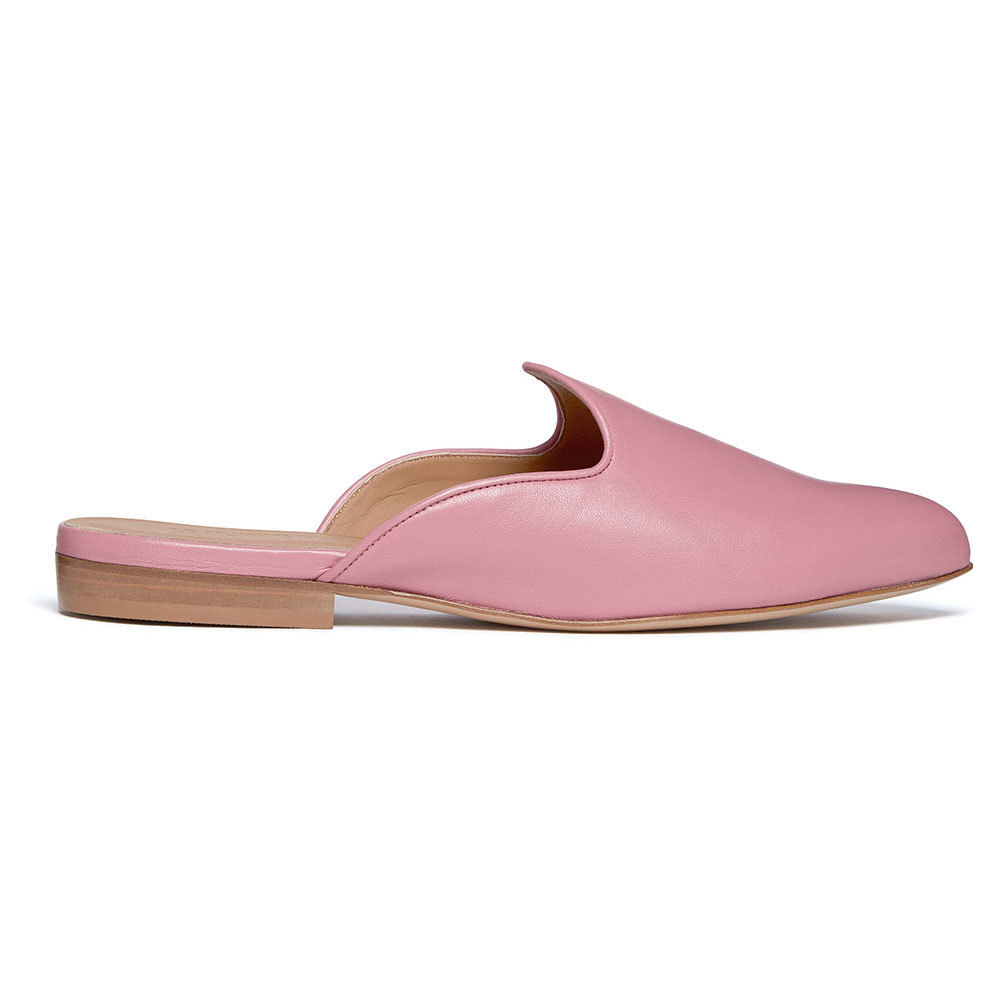 pink leather mules