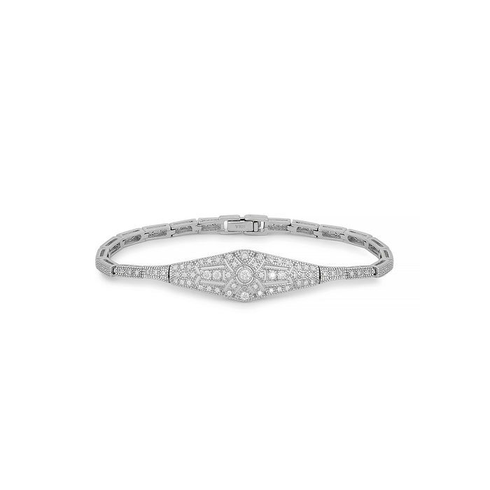 V By Laura Vann Streamline Crystal-embellished Sterling Silver Bracelet