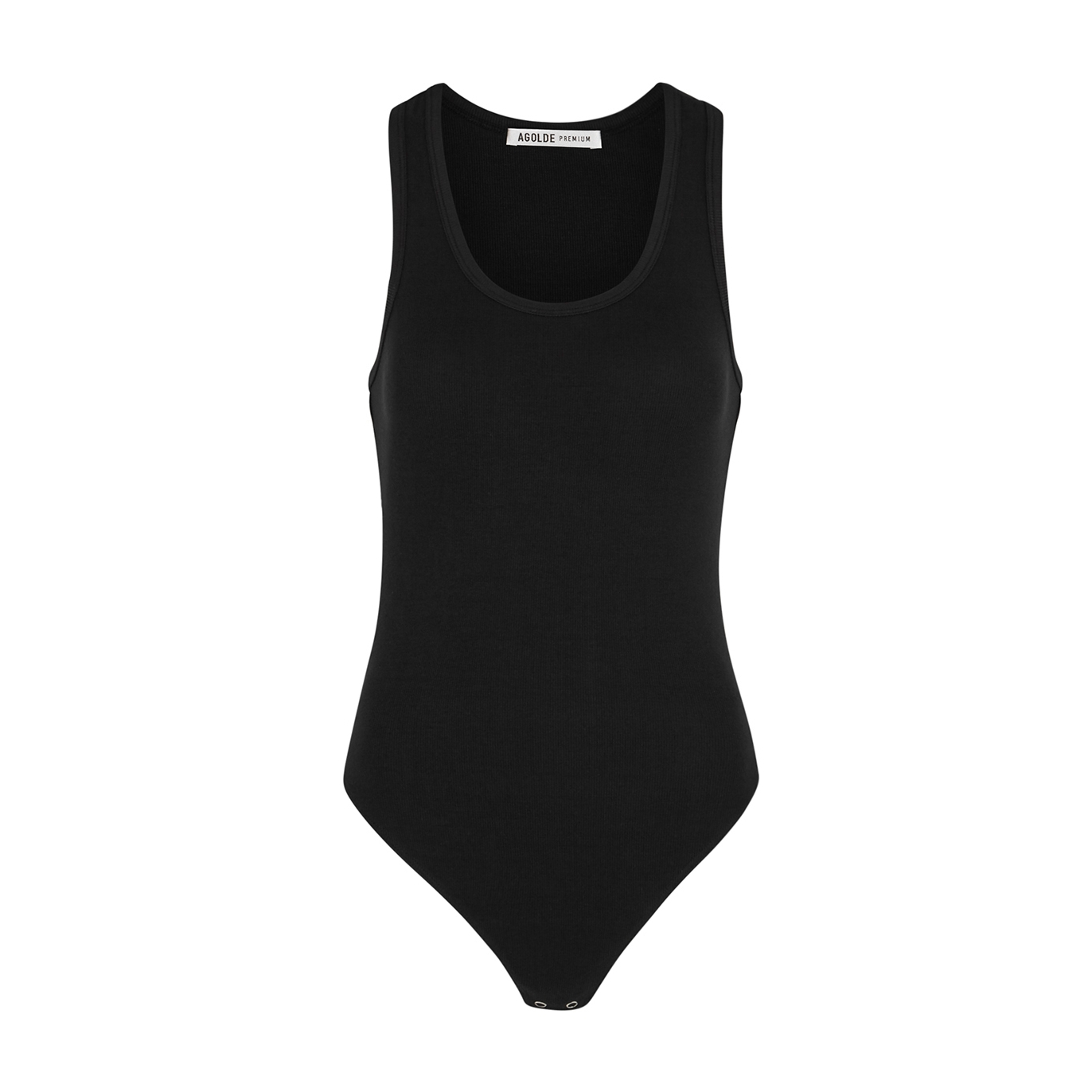 Agolde Black Ribbed Modal-blend Bodysuit - M