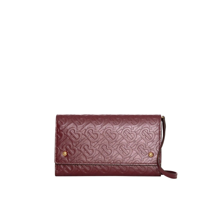 BURBERRY MONOGRAM LEATHER WALLET WITH DETACHABLE STRAP