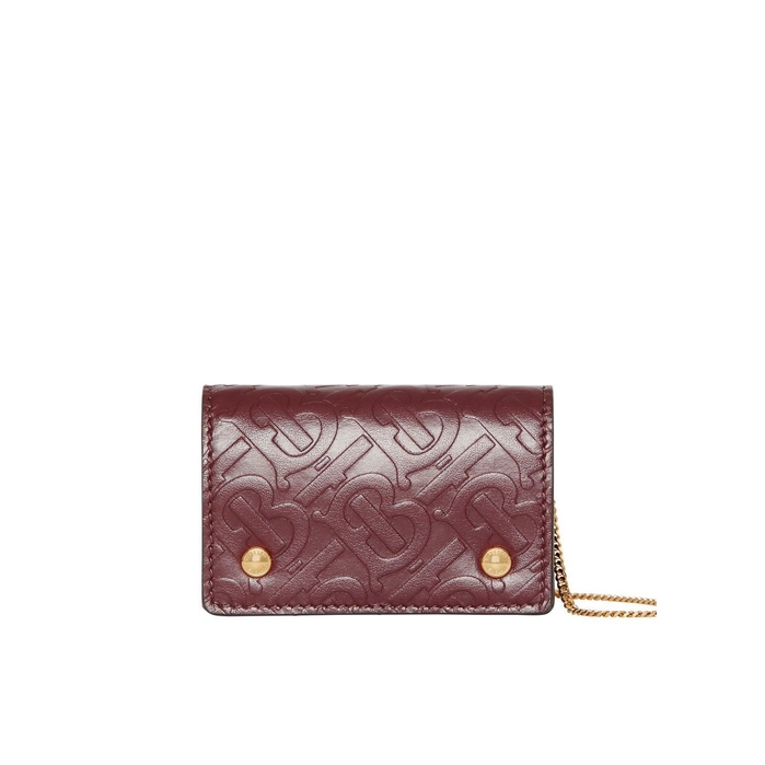BURBERRY MONOGRAM LEATHER CARD CASE WITH DETACHABLE STRAP