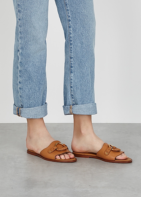 Brown leather sliders - See by Chloé