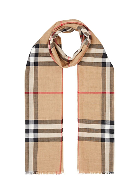 Burberry Check lightweight wool silk scarf - Harvey Nichols