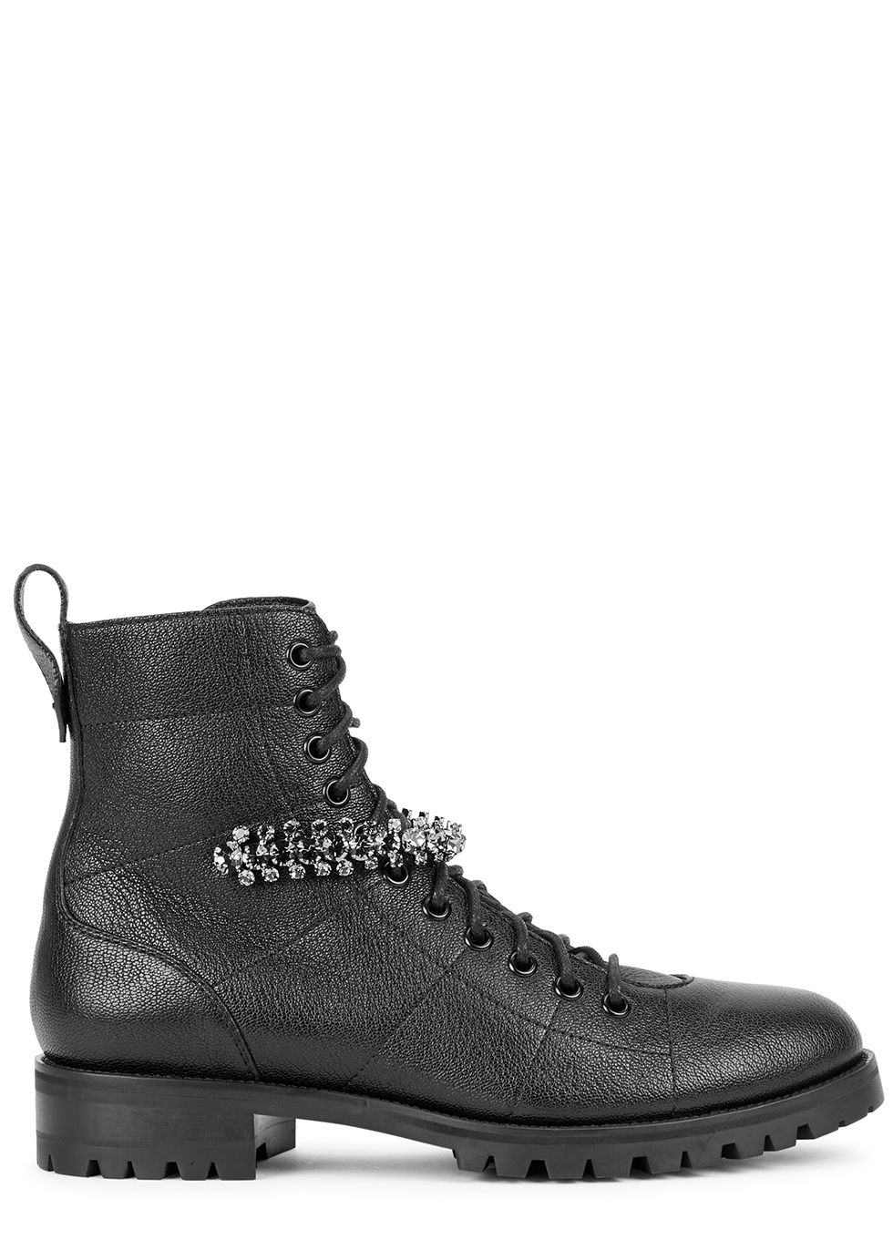 Jimmy Choo Cruz 40 black leather biker boots - Harvey Nichols