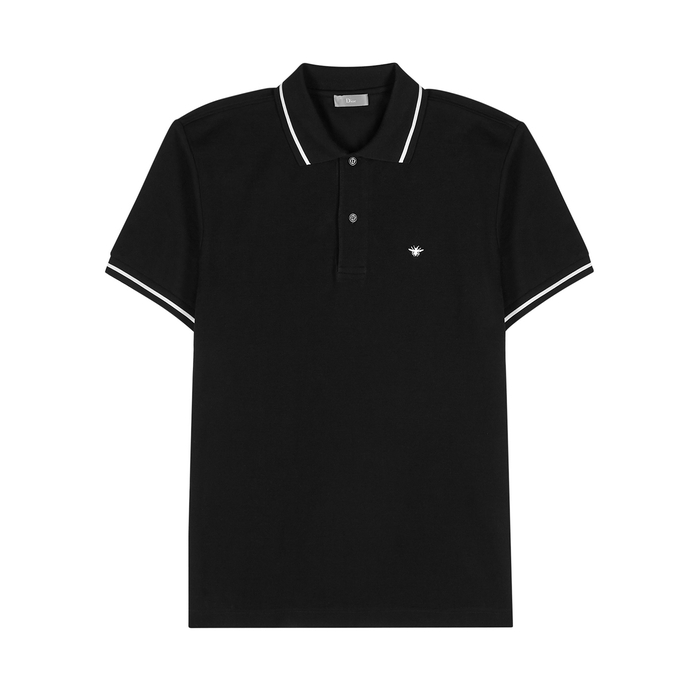 Dior Black Piqué Cotton Polo Shirt | ModeSens