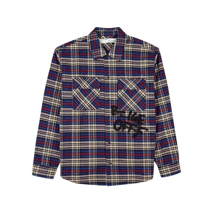 Off-white Checked Flannel Overshirt In Multi | ModeSens