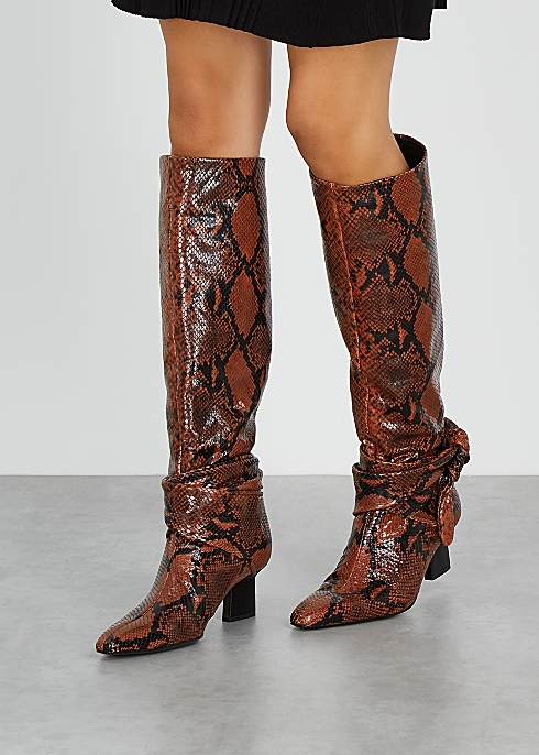 65 python-effect leather knee boots - Rosetta Getty