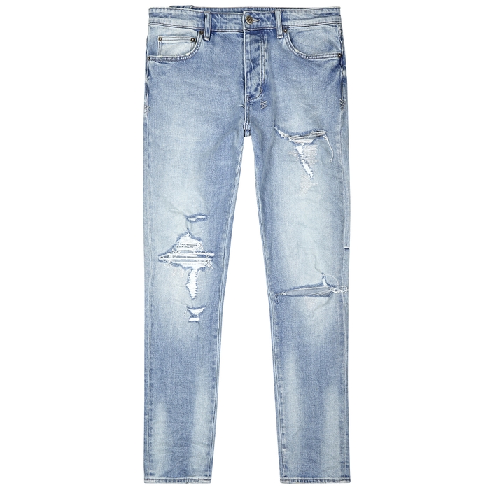 Ksubi Chitch Light Blue Ripped Slim-Leg Jeans | ModeSens
