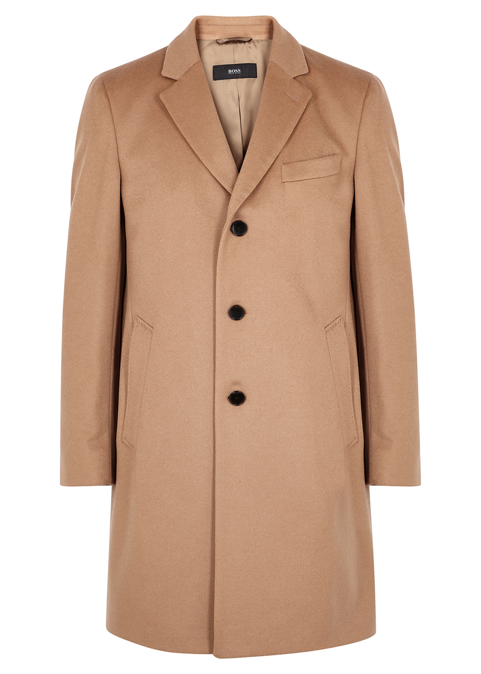BOSS Camel wool and cashmere-blend coat - Harvey Nichols