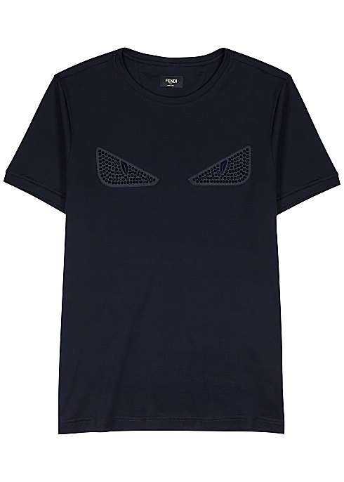 Fendi Navy Appliquéd Cotton T-shirt - Harvey Nichols