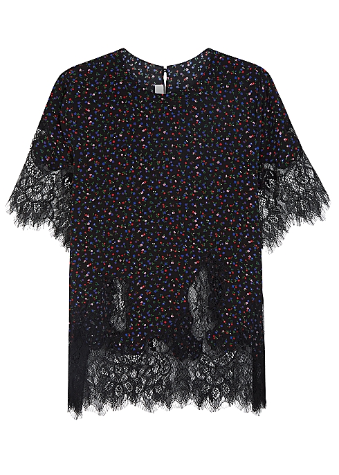 Floral-print silk and lace top - McQ Alexander McQueen