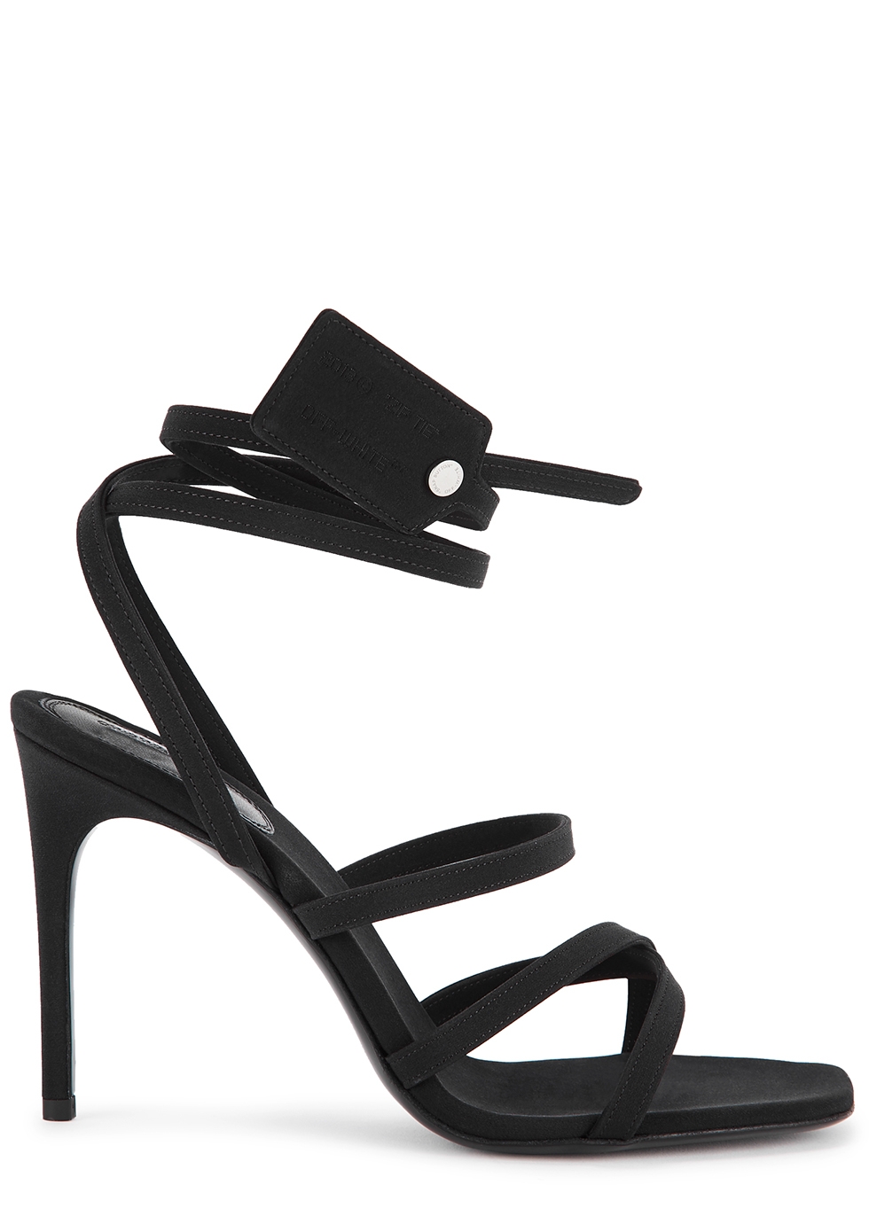 Off-White Zip Tie 100 black satin sandals - Harvey Nichols