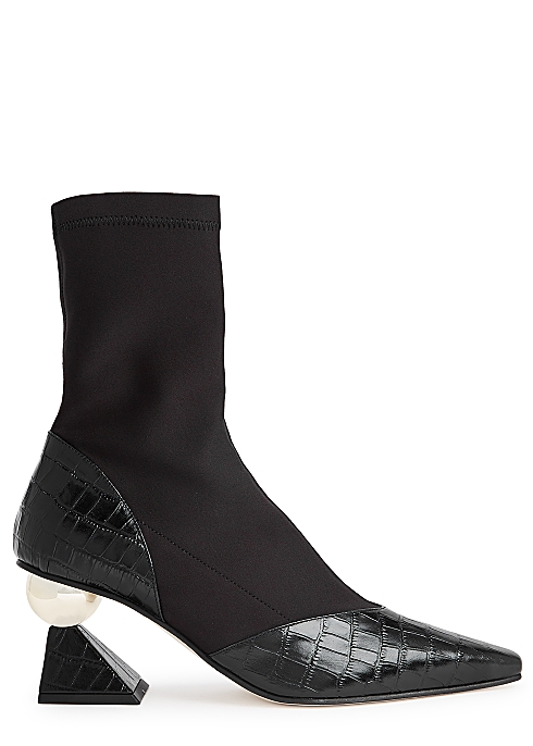Stella 70 neoprene and leather ankle boots - Yuul Yie