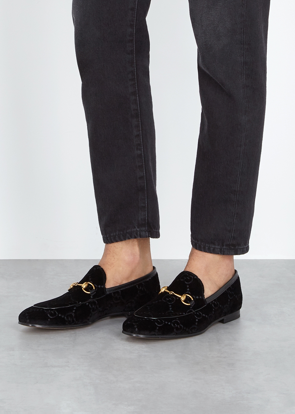 black velvet gucci loafers