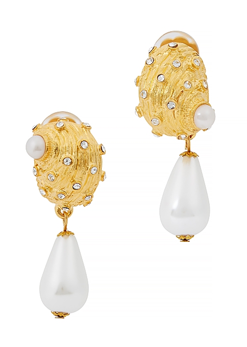 Seashell gold-tone pearl drop earrings - Kenneth Jay Lane