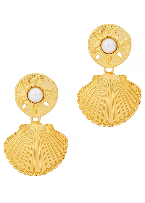 Shell gold-tone earrings - Kenneth Jay Lane