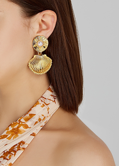 Shell gold-tone earrings - Kenneth Jay Lane