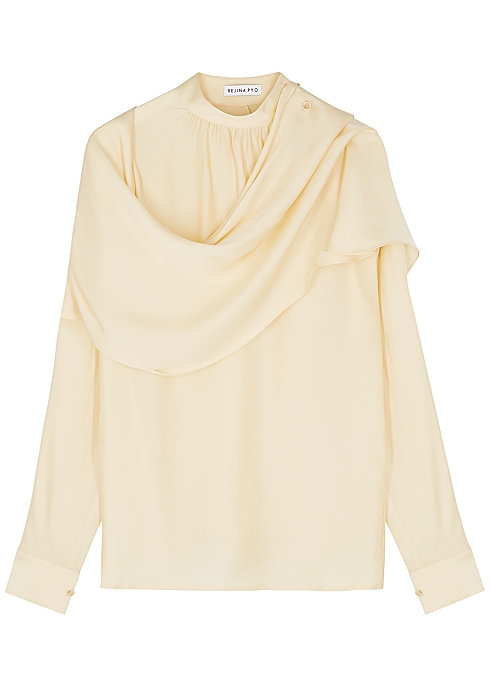 Ira cream draped silk blouse - Rejina Pyo