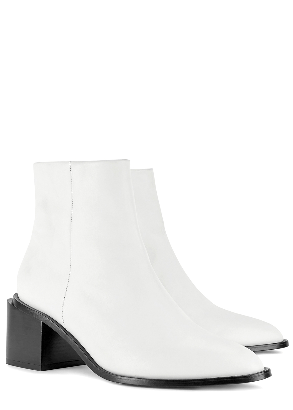 white leather ankle boots