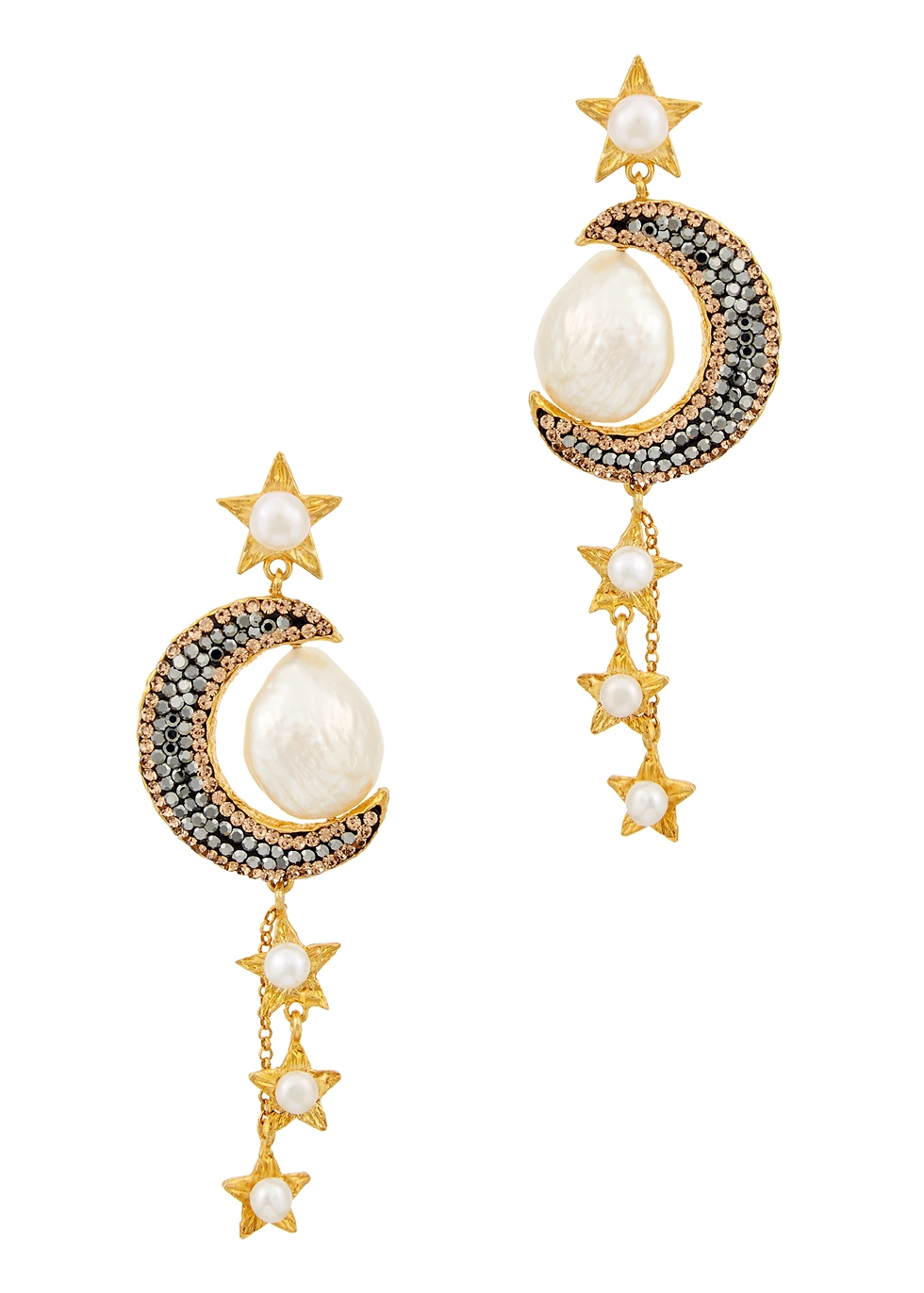 Soru Jewellery Atlas 18kt gold-plated moon drop earrings - Harvey Nichols