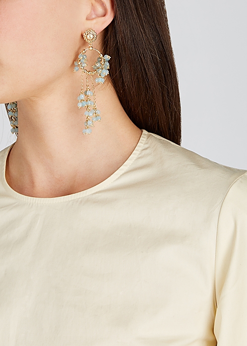 Farfella gold-plated blue quartz earrings - Soru Jewellery