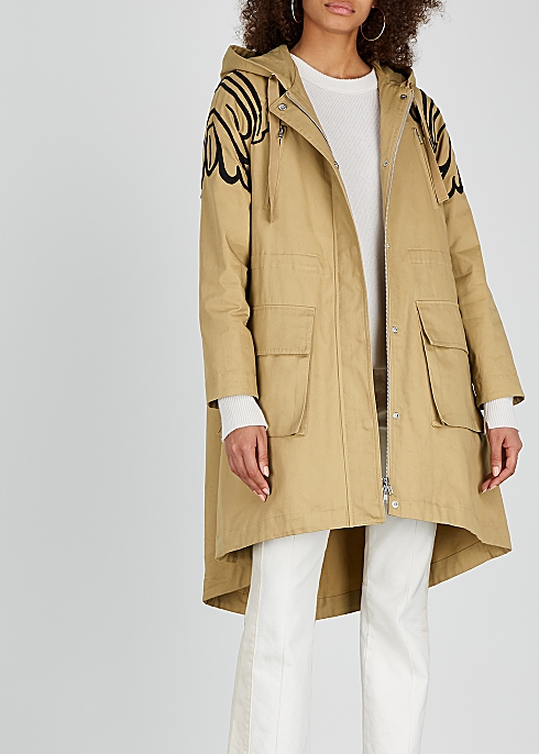 Camel embroidered cotton twill parka - RED Valentino