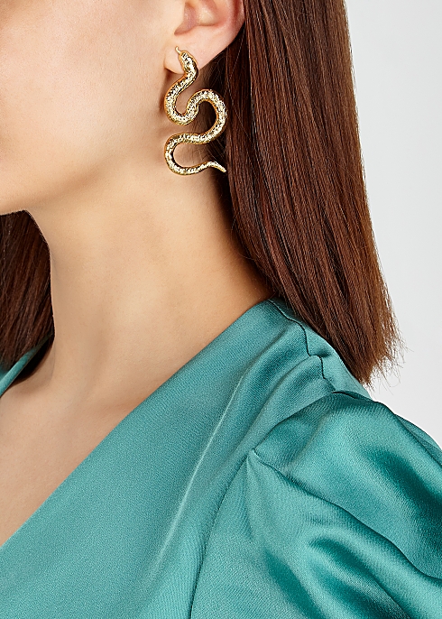 24kt gold-plated snake earrings - NATIA X LAKO