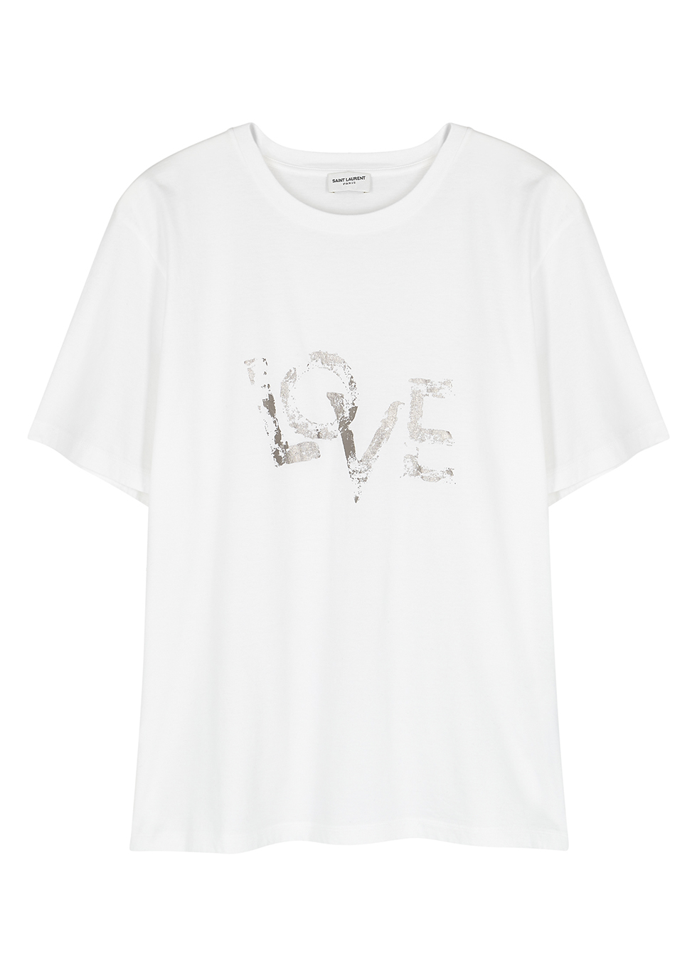 Saint Laurent White printed cotton T-shirt - Harvey Nichols