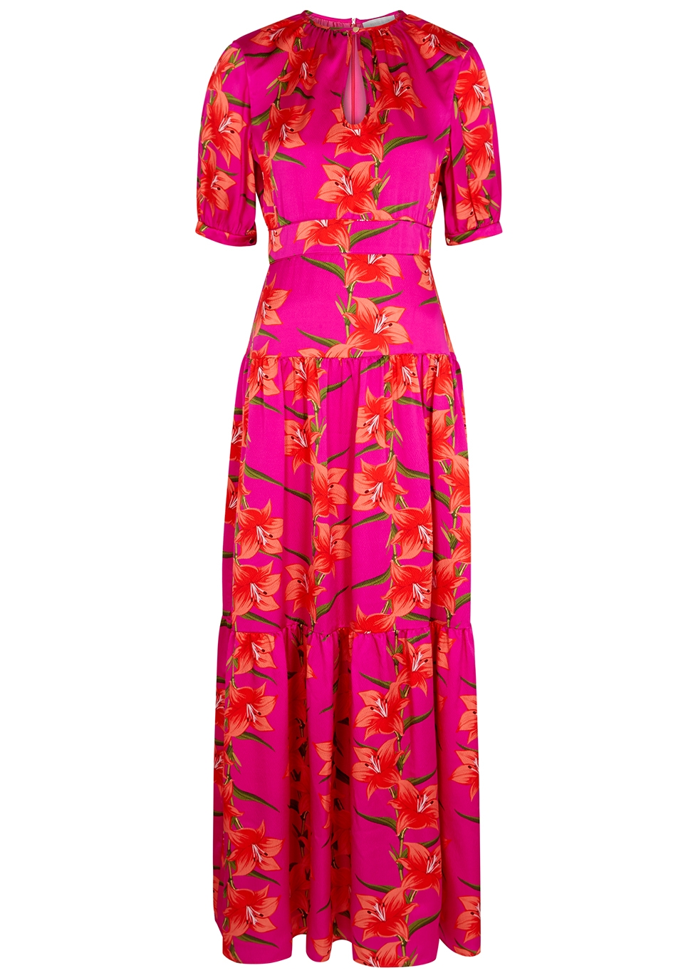 Borgo de Nor Alma hibiscus-print hammered silk maxi dress - Harvey Nichols