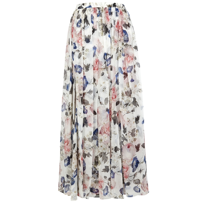 Erdem Lindie Floral-print Silk Midi Skirt | ModeSens