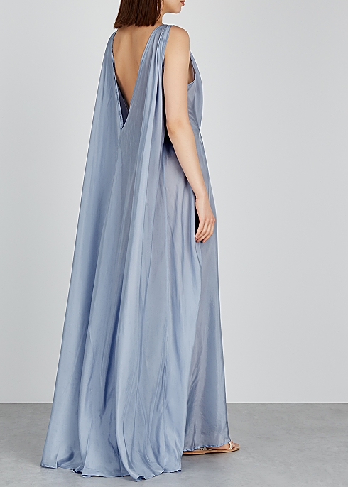 Clemence light blue silk maxi dress - KALITA