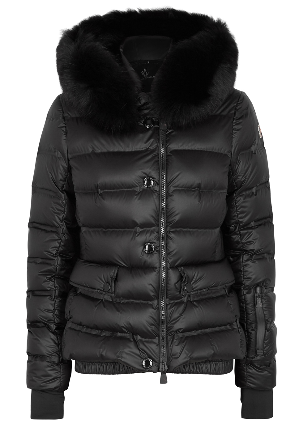 Moncler Grenoble black fur-trimmed shell jacket - Harvey Nichols