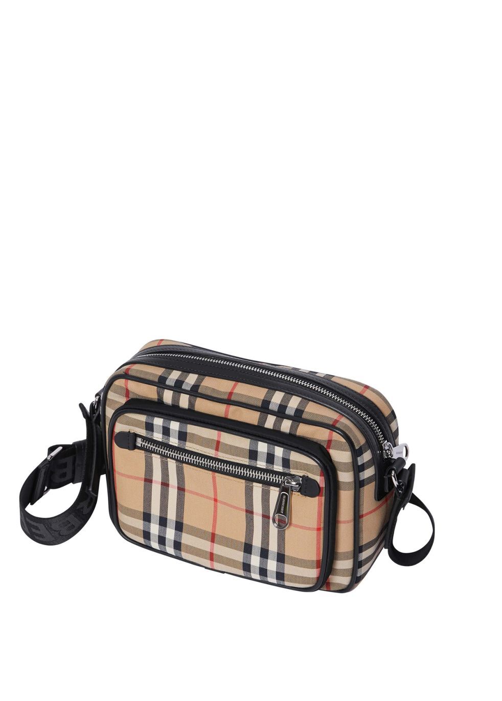 vintage check and leather crossbody bag