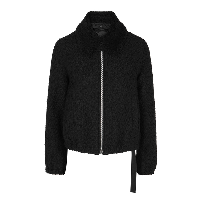 Helmut Lang Black Bouclé-knit Bomber Jacket | ModeSens