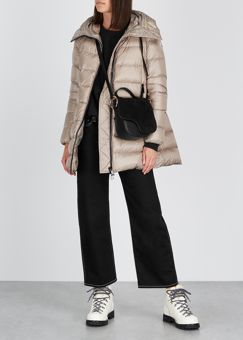 Moncler Suyen stone quilted shell coat 