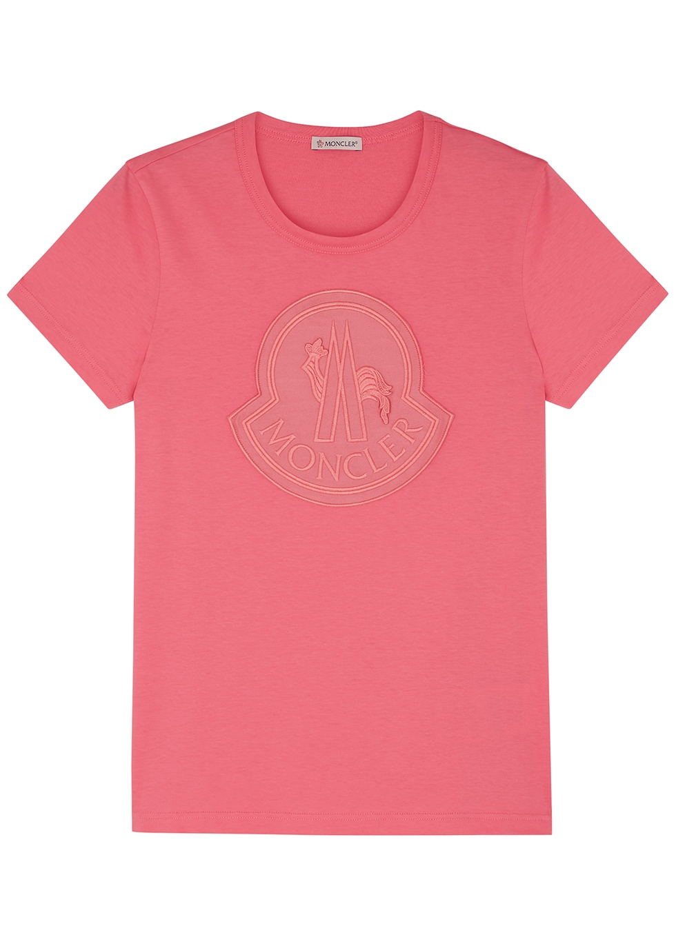 Moncler Pink logo-appliquéd cotton T 