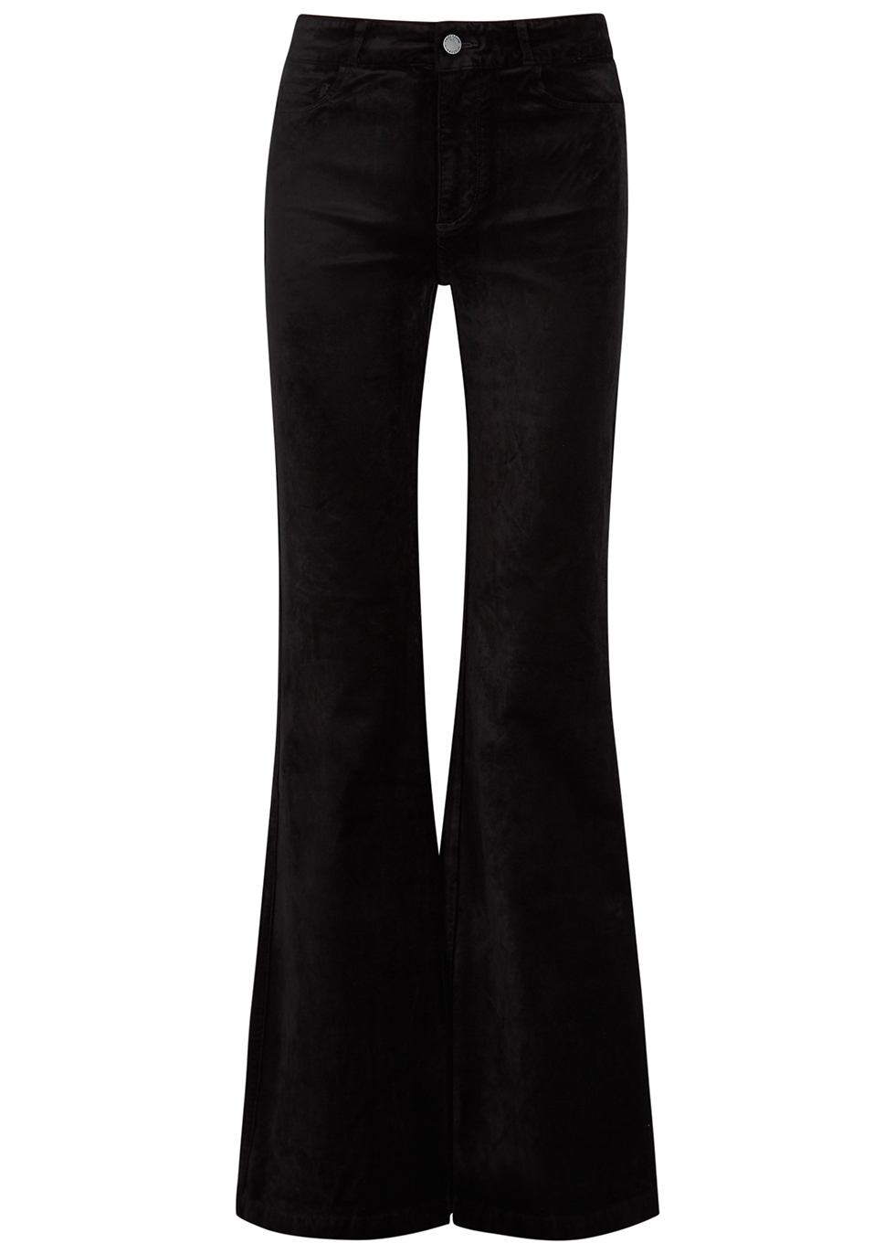 Genevieve black flared stretch-velvet jeans