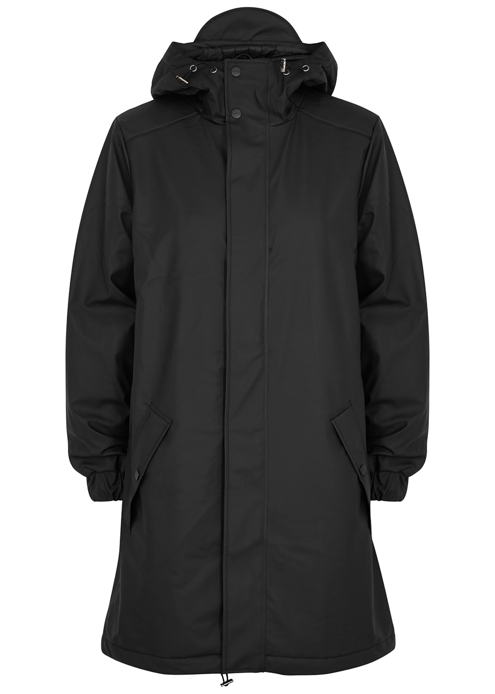 Black matte rubberised raincoat